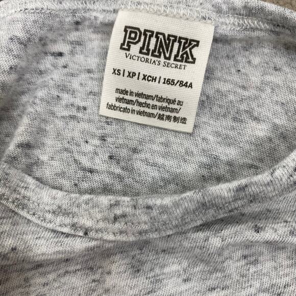 PINK Victorias Secret Logo T-Shirt Short Sleeve Top Light Gray Womens Sz XS - Picture 8 of 9